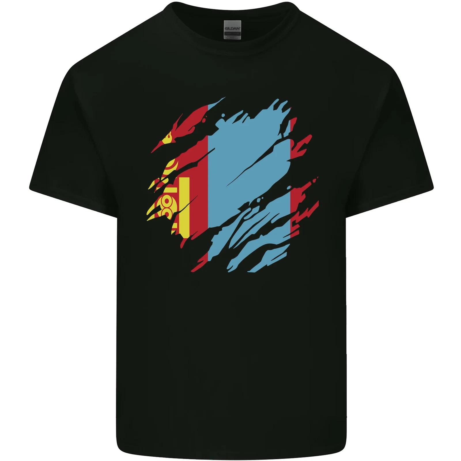Torn Mongolia Flag Mongolian Day Football Kids T-Shirt Childrens 3XL