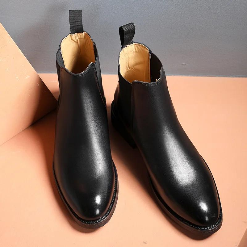 Fashion women's Classic Retro Genuine Leather Chelsea Boots women Fashion Ankle Boot Mens Casual British Style Short Boot High-Top Shoes