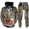 Man Woman Casual Hoodie+pants 2PCS Country Girl Deer Hunting 3D Print Tracksuit Set Set Fashion Camo Streetwear Pullover Clothes