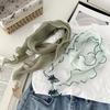 WTEMPO Women's Solid Color Thin Pleated Small Scarf Straight Diamond Shaped Scarf