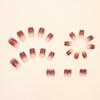 24 Pieces Gradual Change Fine Flash Succulent Grape Color European Square Fake Nails Simple Pure Reddish Brown Wearing Nail