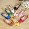 Scarpe Basse in Pelle con Fiocco Singolo, Bocca Stretta, Suola Spessa Morbida, Lati Morbidi, Tacco Basso Comodo
