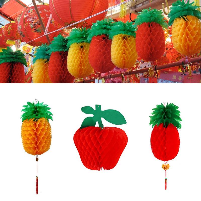 Pineapple Apple Lanterns Hanging Decorations Happy New Year Chinese Cny Fruit