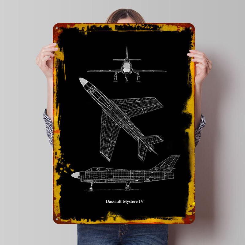 

Dassault Mystre IV Printed Poster Customized Wall Art Retro Vintage Metal Tin Signs for Living Room Decoration Wand Deko Decor 7.9x11.8In(20x30cm)
