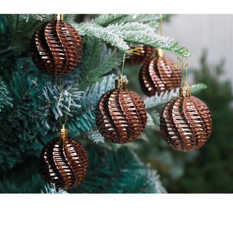 6Pcs/Set Christmas Ball Champagne Pumpkin Ball Xmas Decorative Hanging Ornaments Party Christmas Spheres Pendant