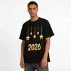 2026 New Year Glitter Star Casual Top Unisex Festival Vibe T-Shirt Pure Cotton T-shirt