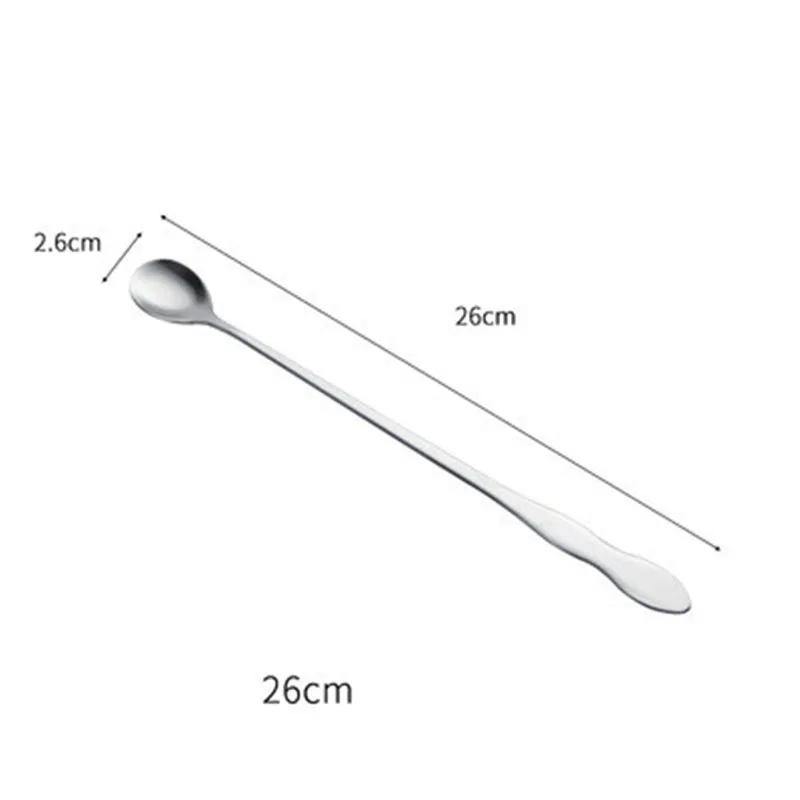 304 Stainless Steel Long Handle Mixing Spoon Small Seasoning Soup Coffee Seasoning Creative Ice Dessert Honey Spoon Hout