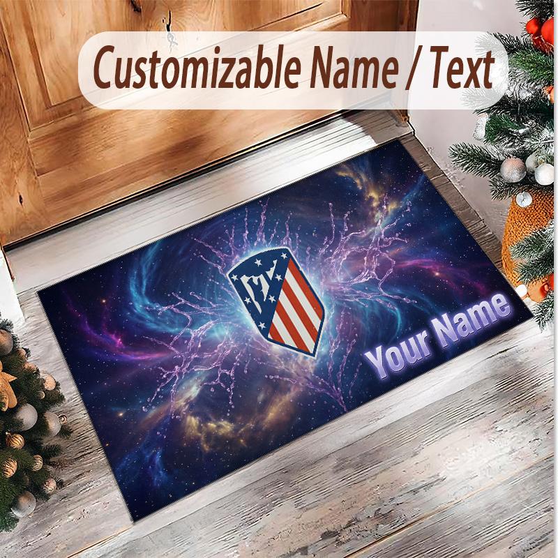 Personalized Crystal Velvet Carpet Atletico Madrid FC Pattern Non Slip Floor Rug