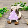 10pcs Wooden Easter Bunny Pendant Creative Home Holiday Desktop Decoration Wooden Crafts Hanging Decoration