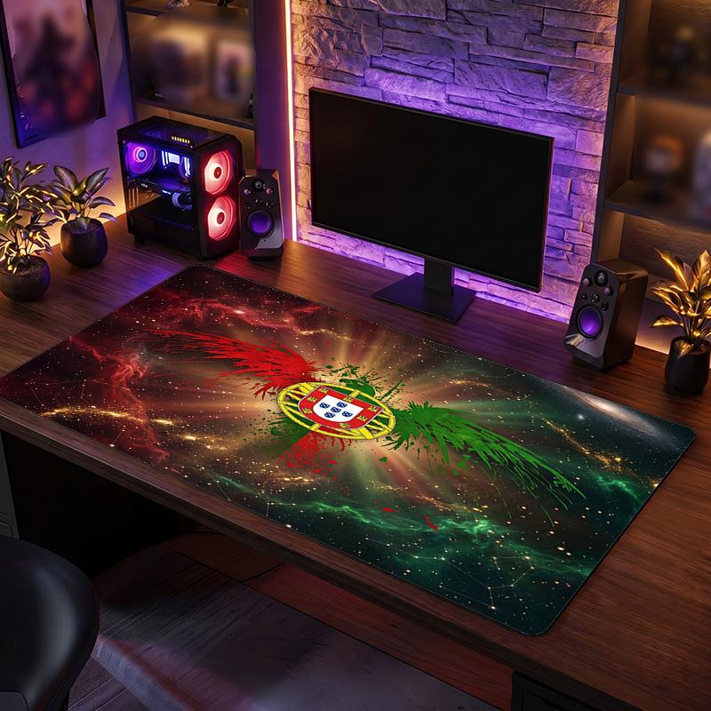 Portugal Football Crest Mouse Pad, Extended Non Slip Rubber Desk Mat for Gaming Office Laptop Fan Gift