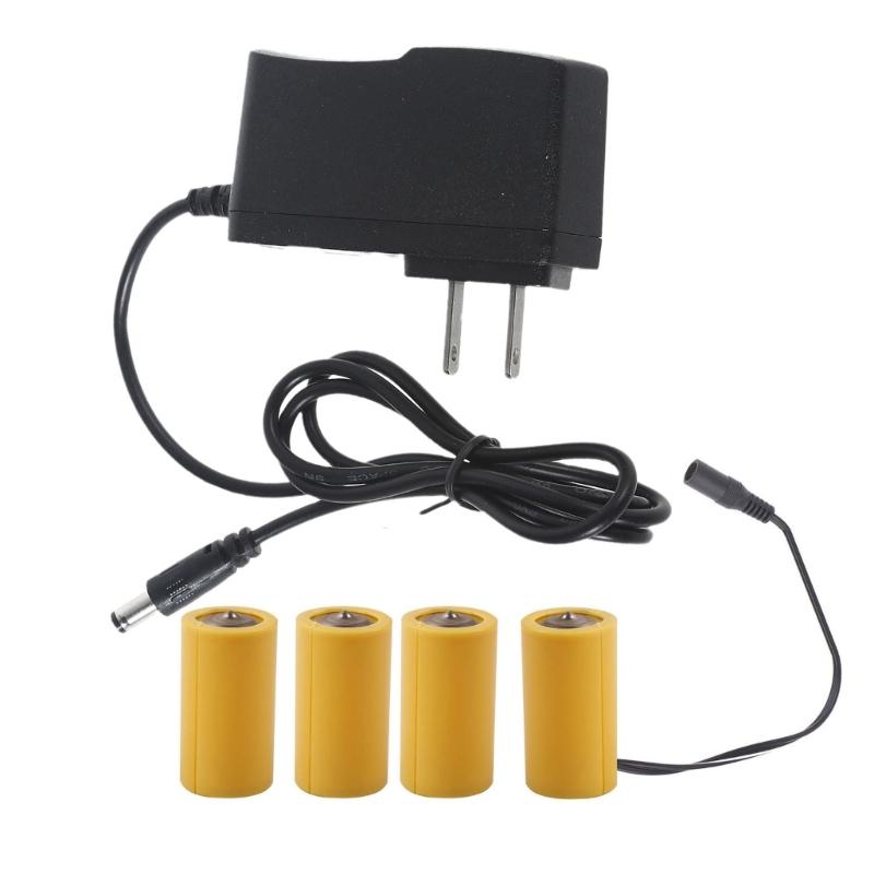 6V LR14 C Dummy Battery C Size Battery Eliminators Cable Replace 4Pcs 1.5V C Batteries for LED Light Electronic Toy