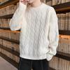 Men's Trendy Solid Color Knitted Round Neck Sweater – Autumn/Winter Long Sleeve Base Layer Casual Wear.