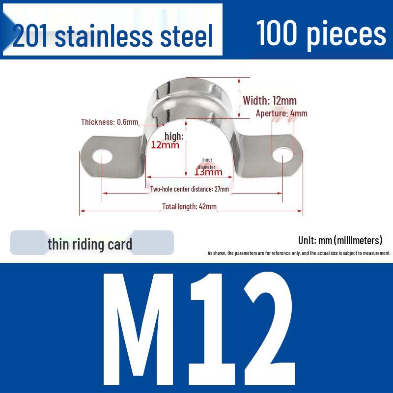 304 Stainless Steel U-Bolt Pipe Clamp Bracket - Pipe & Hose Clip Snap-on Hoop