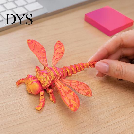 Office Desk Toys 3D Printed Dragonfly Figurine, Articulated Model with Movable Joints, Stress Relief Toy Insect Fidget for Decoration Reliever