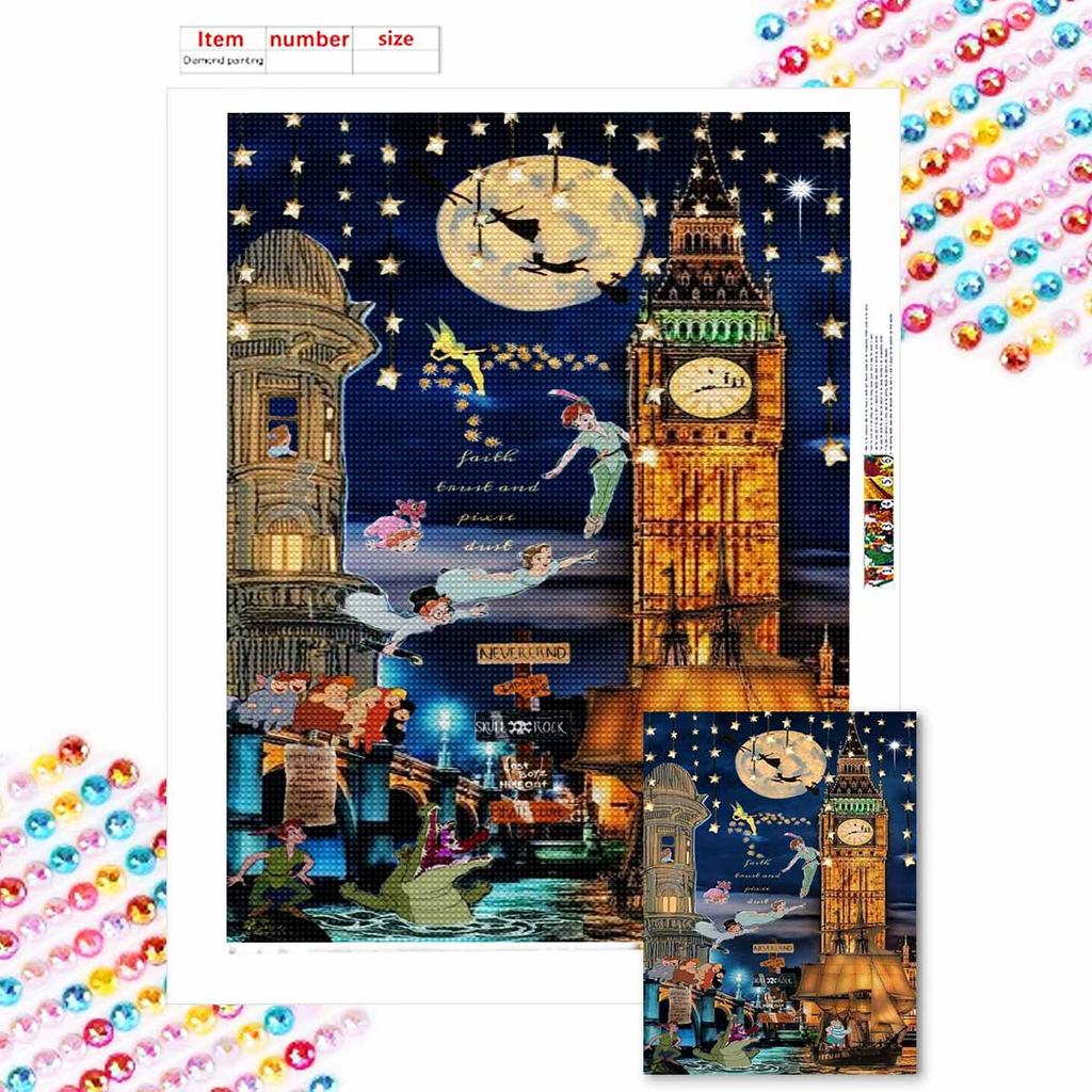 Diamond Mosaic Colorful Diamond Painting Elves Flying Everywhere Full Round Embroidery Cartoon Creative Hobbies Wall Decor
