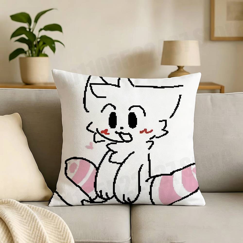 Cute Bboykisser Silly Cat Print Throw Pillow Cover Square Cushion Case for Living Room Bedroom Decor