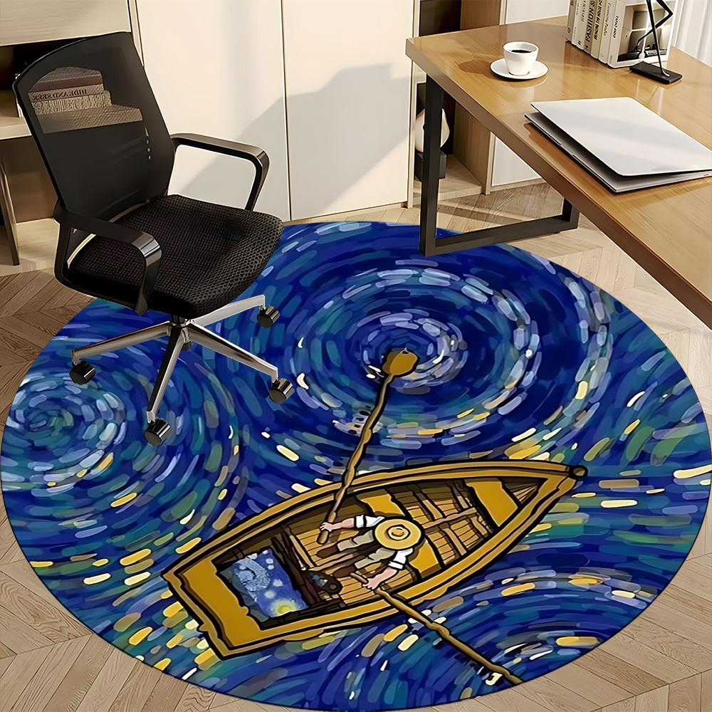 1pc Boat Starry Office Round Rug, Non-slip, Soft and Durable Office Rug for Interior Decoration, Perfect for Office, Beautiful Decoration yy260323092