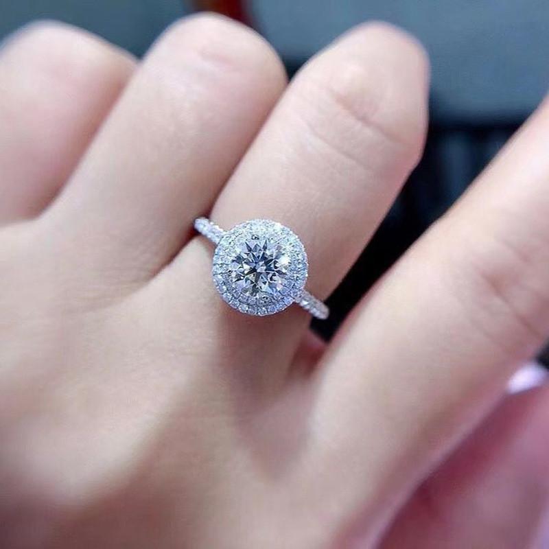 CopperRound Shaped Rings for Women Wedding Engagement Accessories Brilliant Cubic Zirconia Classic Jewelry