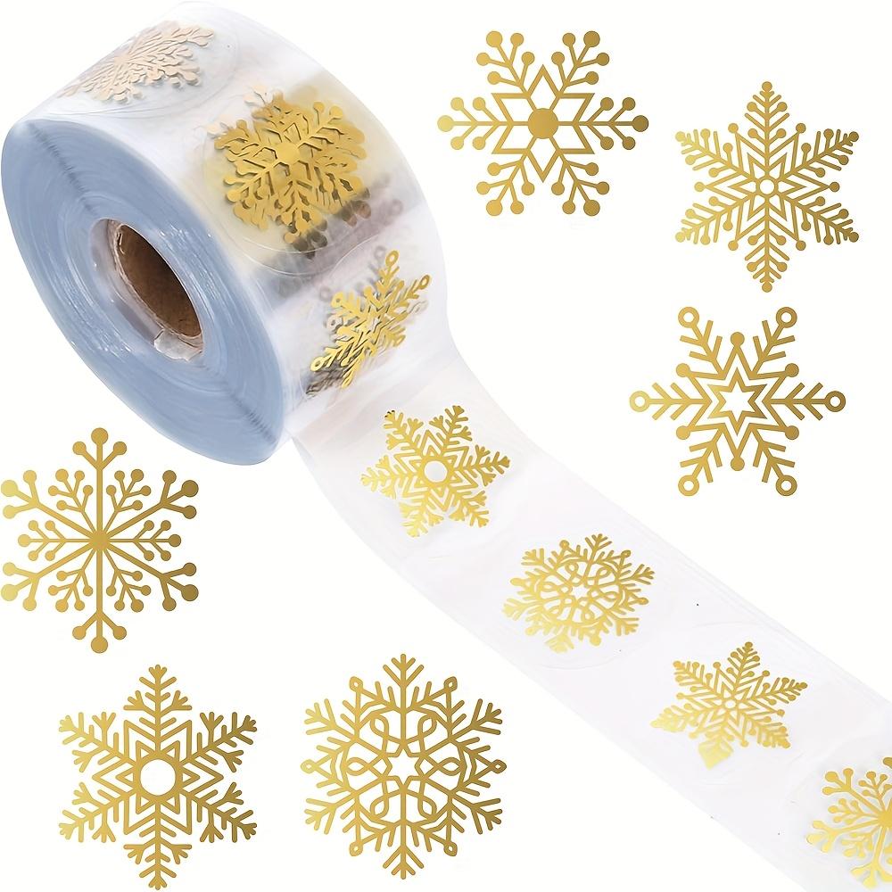 Rolle Goldene GlänzendeTransparente Weihnachts-Schneeflocken-Siegelaufkleber Geschenkverpackungssiegel Rund Nicht-Trockenklebend Dekorativer Aufkleber