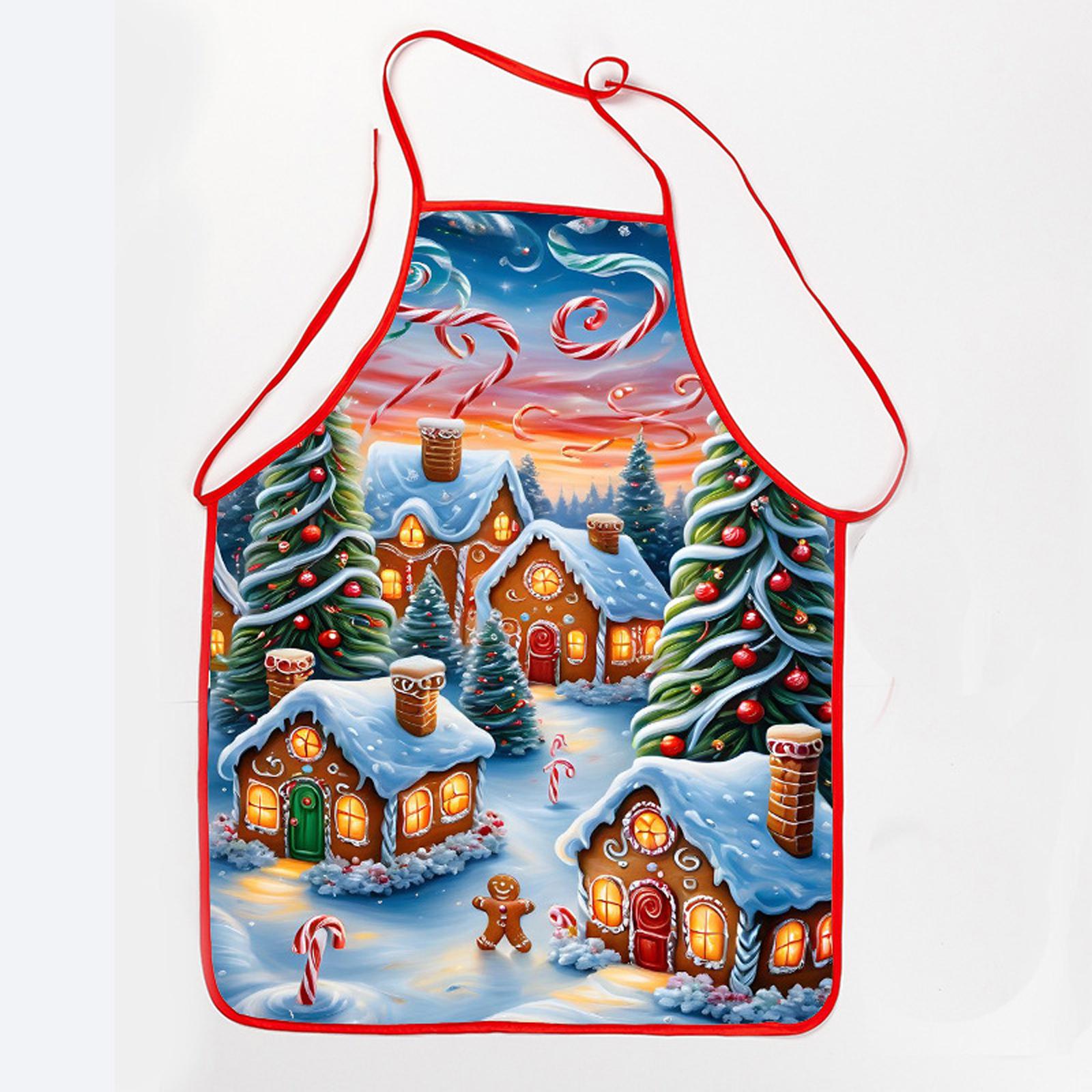 

Рождественский фартук с принтом Клауса, водонепроницаемый и устойчивый к пятнам, бытовой рождественский фартук One Size