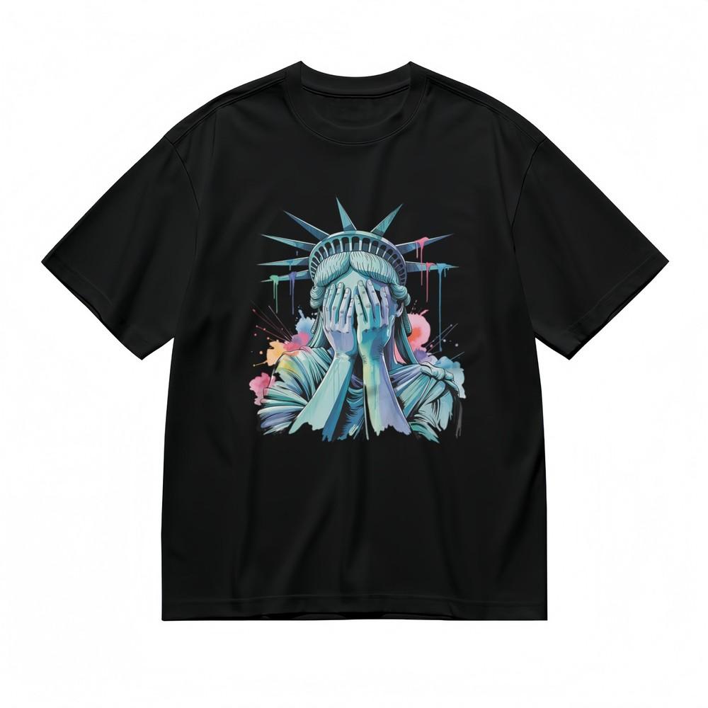 

Men s Trend Creative Comfy Classic T-Shirt Statue Of Liberty Art 100% Cotton Tee S