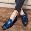 Fashion New Men Dress Leather Shoes For Male Luxury British Gold Blue National Pattern Oxfords Classic Gentleman Wedding Prom Footwear