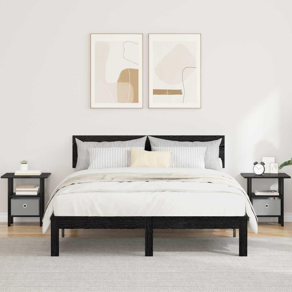 Nightstand 2 Pcs Black Oak Effect 41 X 40 X 45 Cm