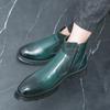 Men's High-Top Plus Size Double Buckle Leather Boots - British Style, Slip-On, Martin Design, Autumn Winter Collection