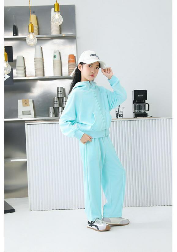 European & American Velvet Hoodie & Straight-Leg Pants Set for Girls - Two-Piece Casual Sportswear
