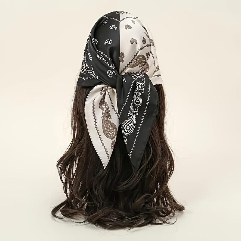 Luxury Ladies Paisley Print Small Square Scarf Simulated Silk Thin Neck Scarf Mature Style Sunscreen Headscarf For Women