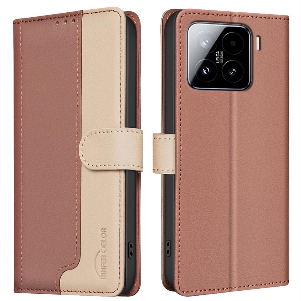 BINFEN COLOR BF33 for Xiaomi 15 Pro Leather Case Splicing Color RFID Blocking