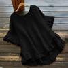 Women Tops Round Neck Short Sleeve Loose Fit Pullover Tops Pure Color Ruffle Hem