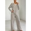 TIFICY Women's Fashion Spring Autumn Stripe Print Long Sleeve POLO Neck Casual Pajama Set