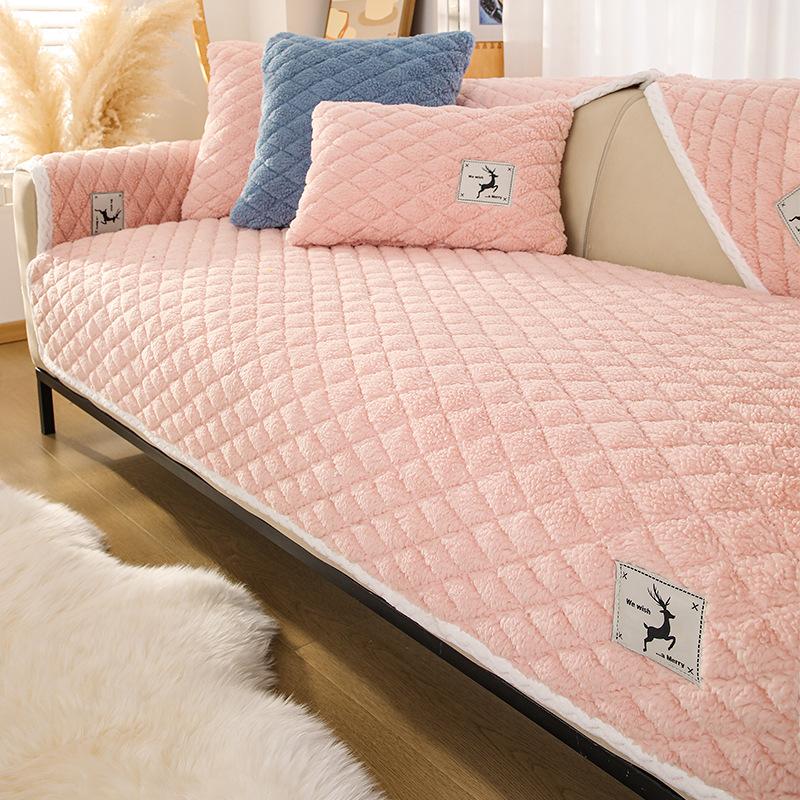 Sofa Cushion Winter Antislip Nordic Simple Plush Cushion High-Grade Fleece-Lined Thickened Real Leather Sofa Cover Cover Towel