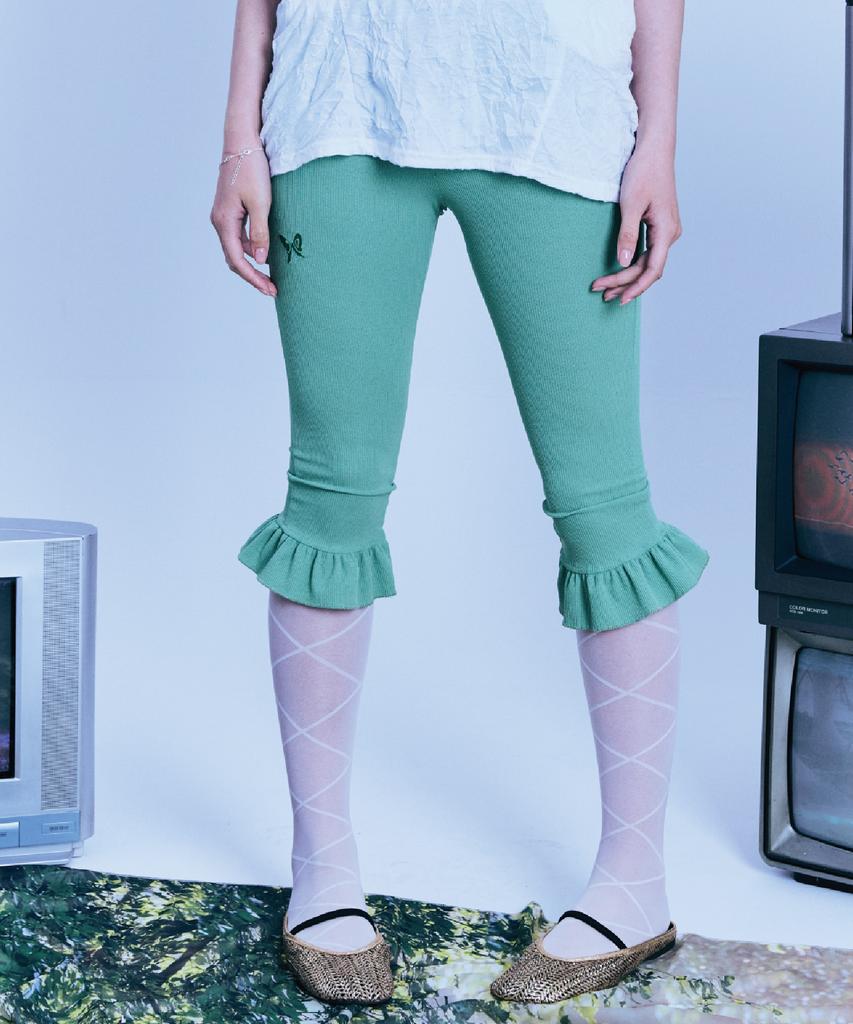 Guwolsibil Three-Quarter Frill Leggings Green