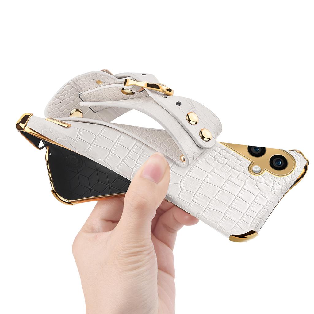 For Samsung Galaxy A15 4G/A15 5G Cell Phone Case Crocodile Texture Wristband Kickstand Back Cover