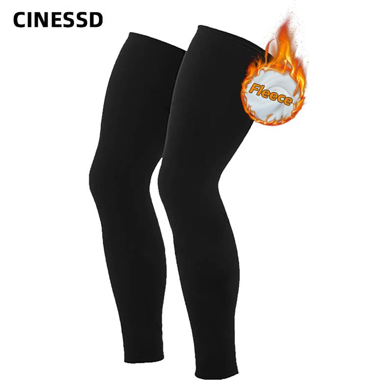 2024 CINESSD Black Winter Outdoor Cycling Arm Warmer MTB Bicycle Running Racing MTB Bike Leg Sleeve Fleece Leg Protection Cover