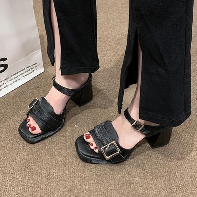 2025 Brand Ladies Shoes Open Toe Women's Sandals Fashion Belt Buckle Casual Best Seller Summer Comfortable Rome Heels Women