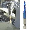 High Speed Steel Plated Blue 6.35mm Hex Shank Tap Drill Bit HSS Compound Tap (M3)