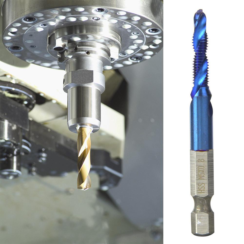 High Speed Steel Plated Blue 6.35mm Hex Shank Tap Drill Bit HSS Compound Tap (M3)