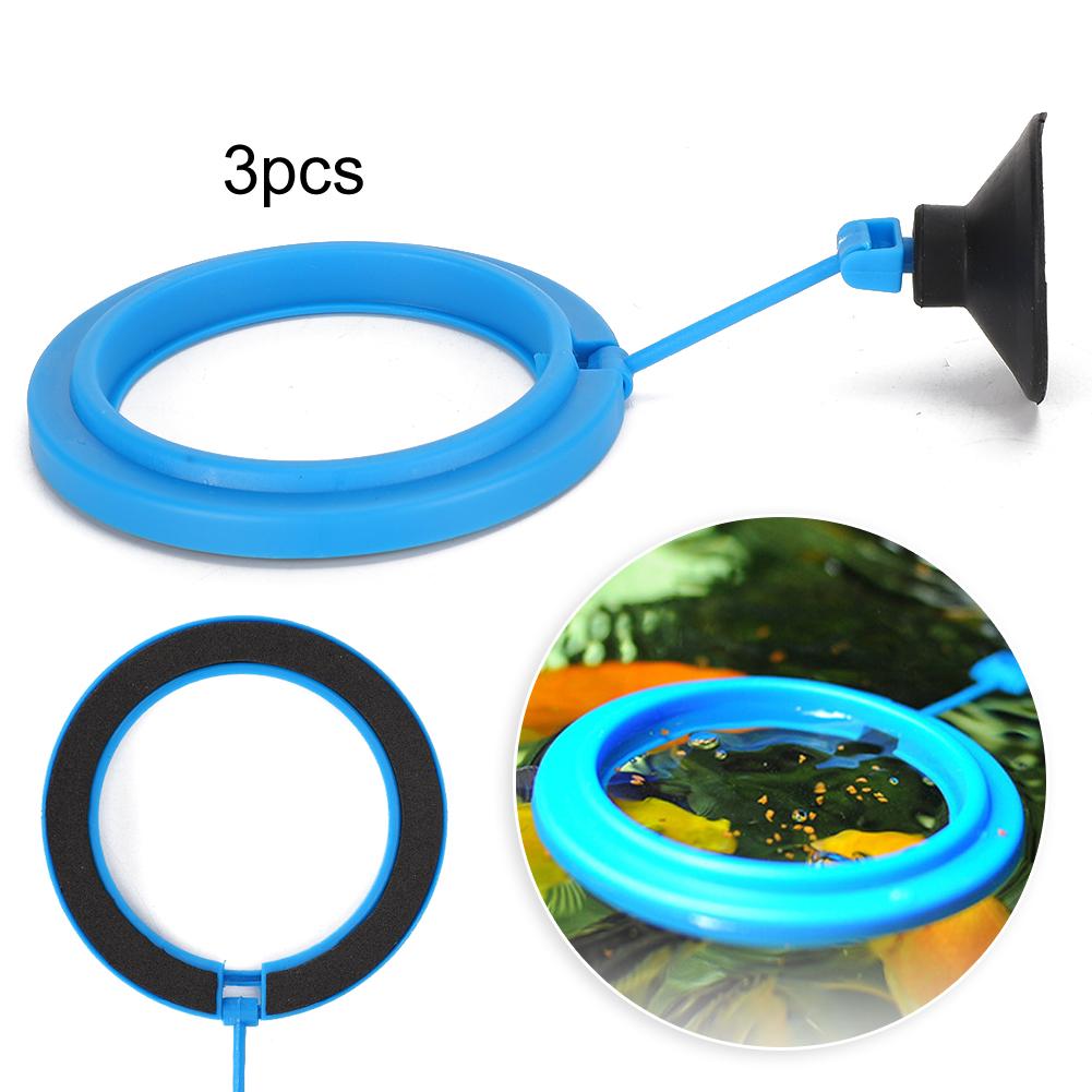 3PCS Plastic Blue Black Aquarium Feeder Fish Tanks Feeding Ring with Suction Cup for All Slow Sinking Floating Feeds