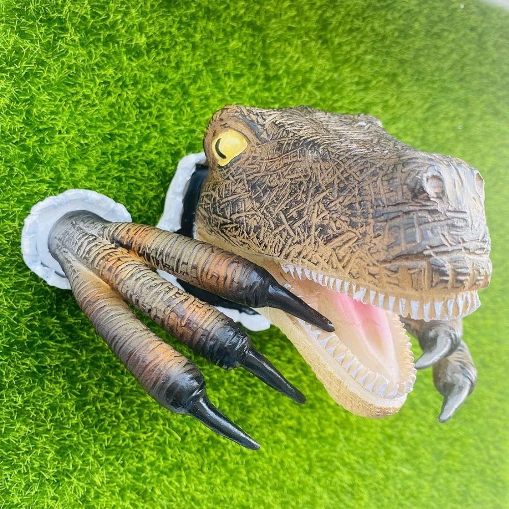 3Pcs/set Realistic Wall-Broken Velociraptor Statues Resin Jurassic T-REX Wall Sculpture Home Decor