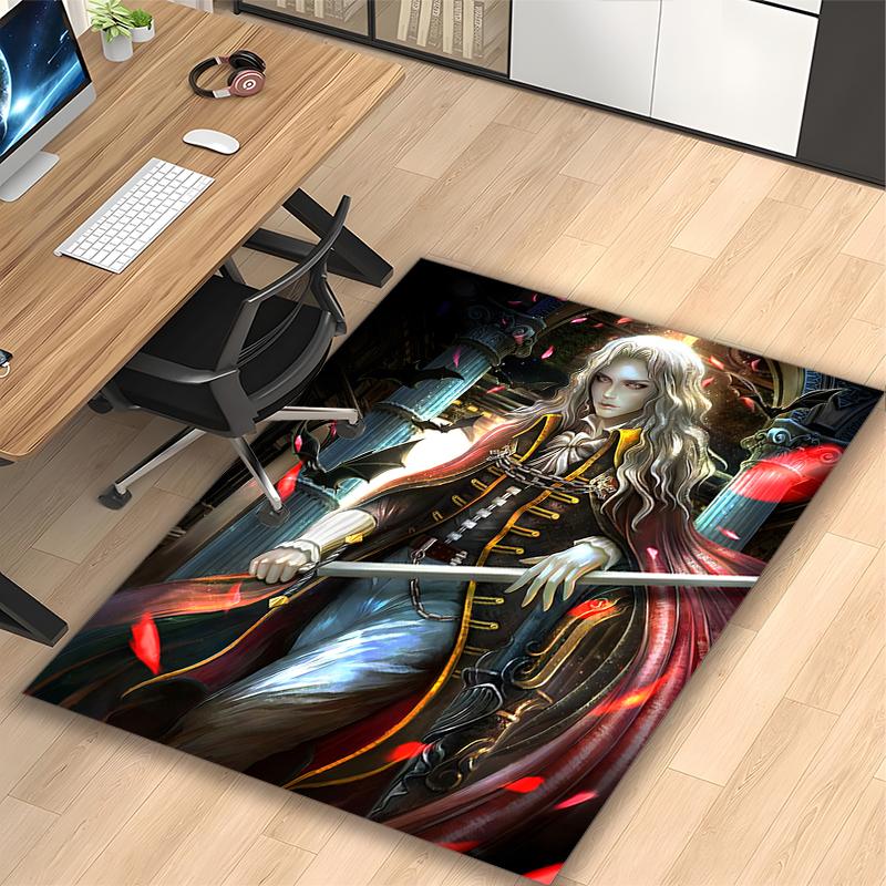 1pc Female Warrior Portrait Printed Chair Rug for Home Office Use, Living Room Kitchen Game Room Area Carpet