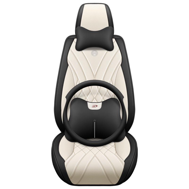 Cojín Universal de Cuero Completo para Asiento de Coche para las Cuatro Estaciones - Resistente al Desgaste y Transpirable, Diseño Todo Incluido