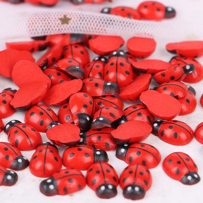 100 Adet/torba Ahşap Uğur Böceği Etiket Çocuk Çocuk Boyalı Diy Zanaat Uğur Böceği