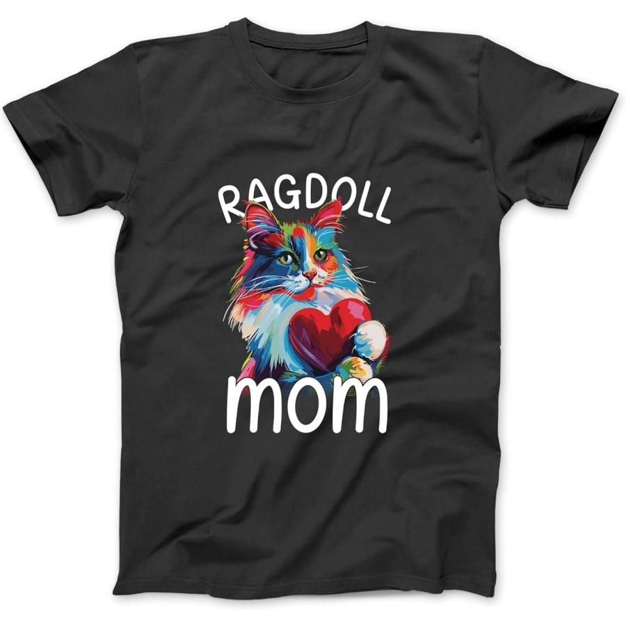 Ragdoll Cat Lovers Heart Design Womens Ragdoll Cat Mom Long Sleeve T-Shirt Sweatshirt Hoodie for Men Women Kids Made in Canada Black S