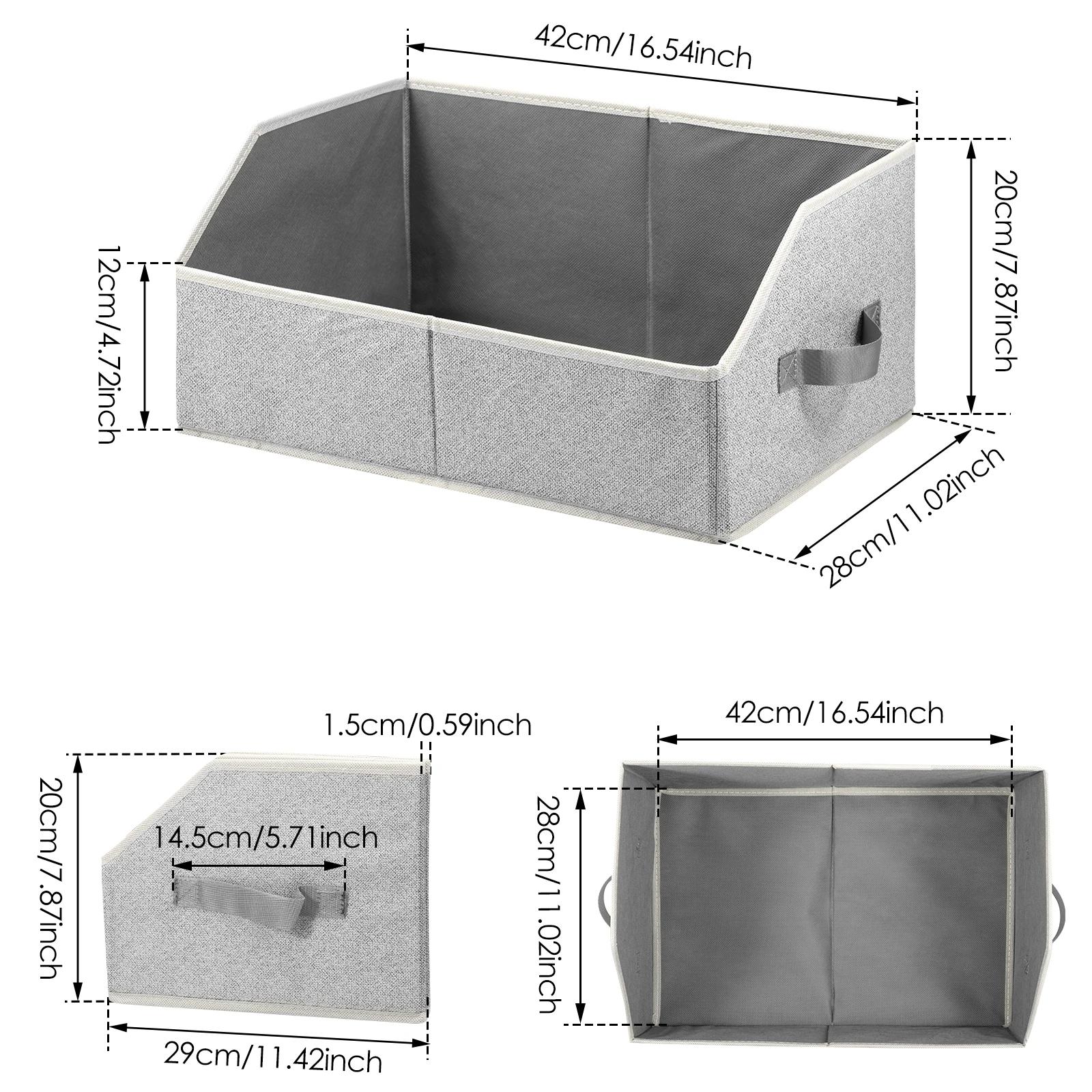 

4Pcs Closet Storage Bins Non woven Trapezoid Storage Basket Foldable Clothing Storage Box Large Capacity Toy Snack Organizer