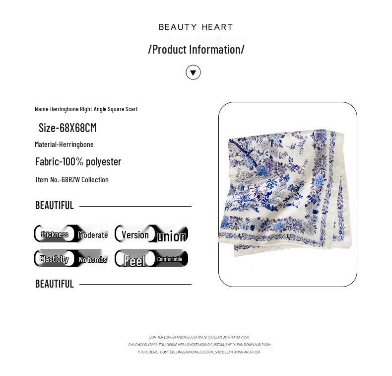 Korean Style Silk Square Scarf with Butterfly & Flower Print - Women's Fashion Accessory, Neck Tie, or Hair Scarf - Ideal Mother's Day Gift