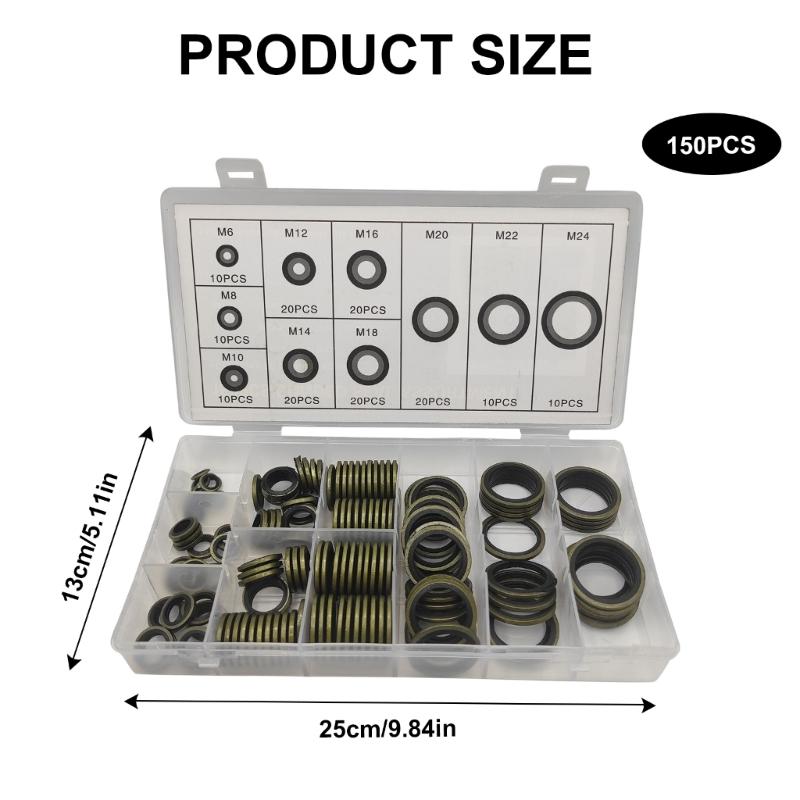 Comprehensive Rubber Gasket Set Bonded Washer Assortment Multifunction  Sealing Washer with Storage Box for Industrial