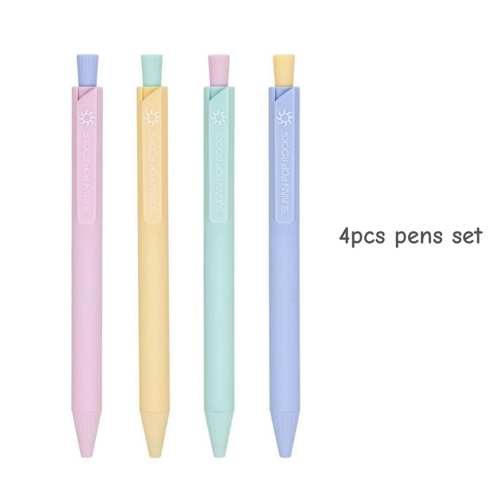 4pcs Sweet Color Design Gel Ink Pens Set Sunny Pop Rocks Series 0.5mm Ballpoint Black Ink for Writing School Office A7912